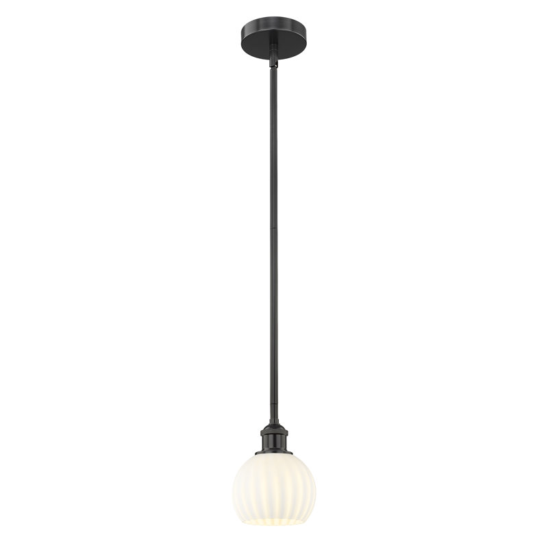 Luminaire suspendu 12 po Edison White Venetian, H 7,5 po x l 6 po x P 6 po, Noir mat