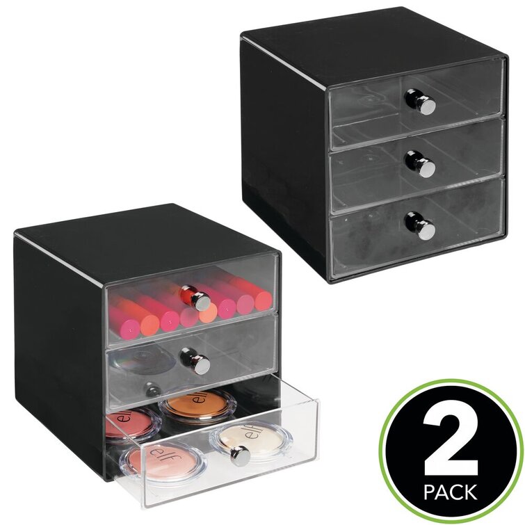 mDesign 3 Drawer Stackable Plastic Makeup Cosmetic Storage Organizer