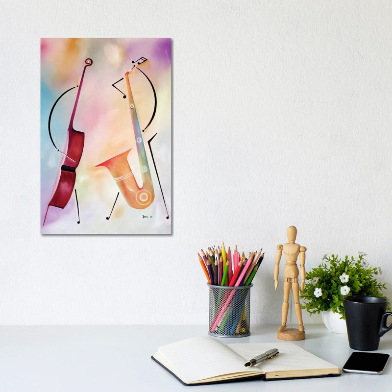 Bass And Sax by Ikahl Beckford - Wrapped Canvas Gallery-Wrapped Canvas Giclée, 20.32 cm H x 30.48 cm W