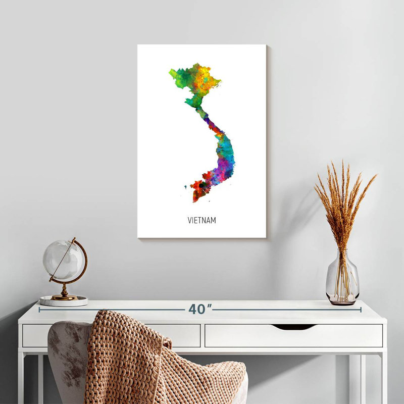 Carte d'aquarelle d'Aliaz au Vietnam I, H 24 po x l 16 po