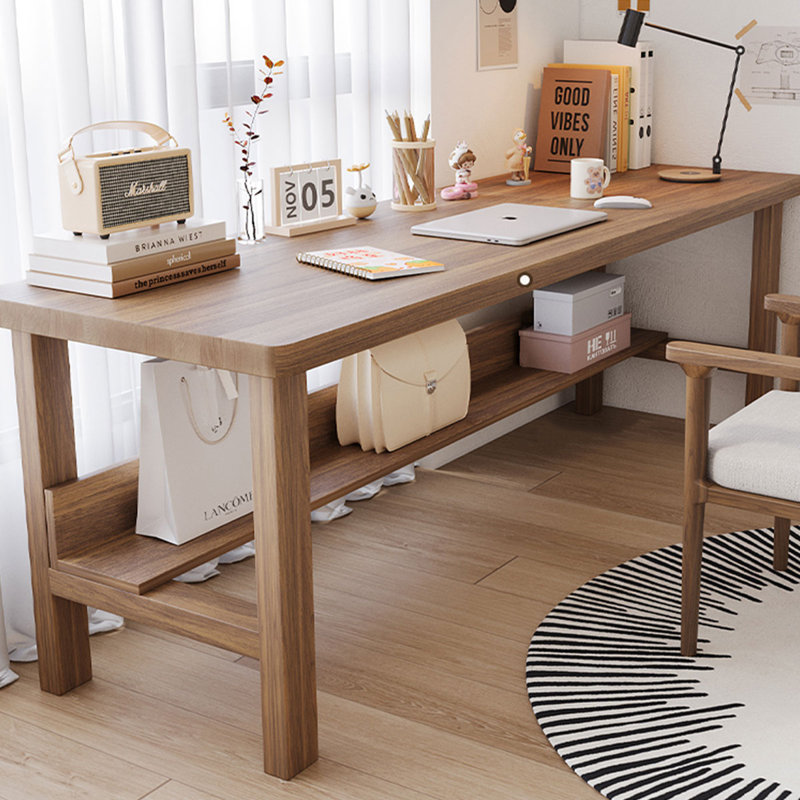 Bureau rectangulaire brun en bois massif, H 29,53 po x l 62,99 po x P 23,62 po