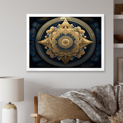 Mandala géométrique en or et bleu Nova