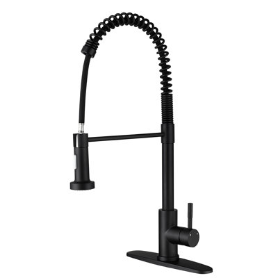 Robinet de cuisine noir mat avec douchette rétractable en acier inoxydable, bec rotatif à 360 °, revêtement anticorrosion et antirouille, poignée simple pour un contrôle pratique de l'eau, douchette extractible en noir, acier, bec