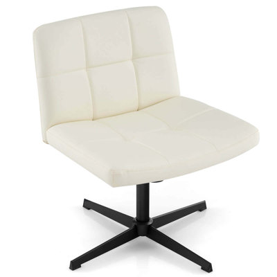 Ebern Designs Criss Cross Chair Cross-legged Office Chair With Oversized U-shaped Seat No Wheels