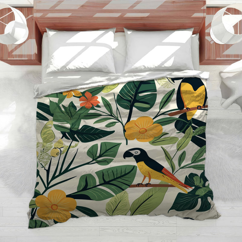 Tropical Birds Bedding Floral Comforter Tropical, King Comforter