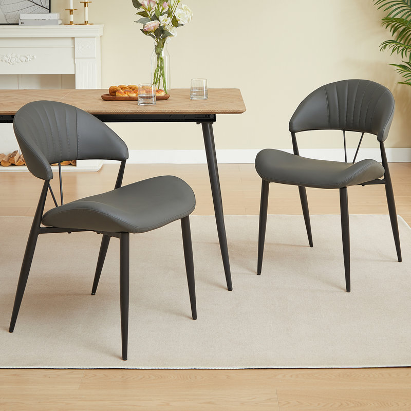 Ensemble de 2 chaises de salle à manger modernes Mid-Century rembourrées en cuir - parfaites pour la salle à manger et le coin repas