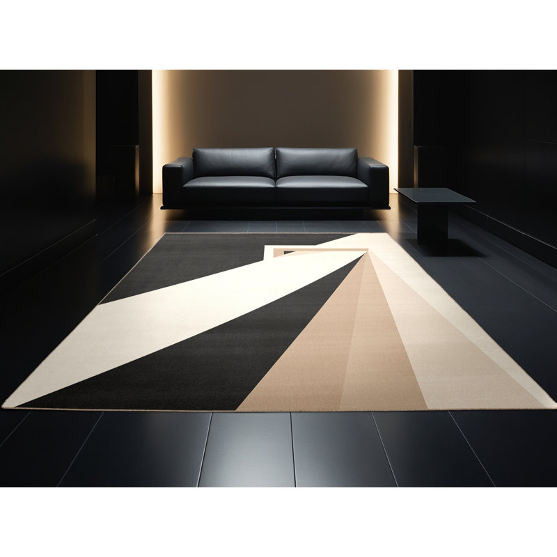 Tapis beige élégant et chic lavable à la machine Aguilar, 5 x 7