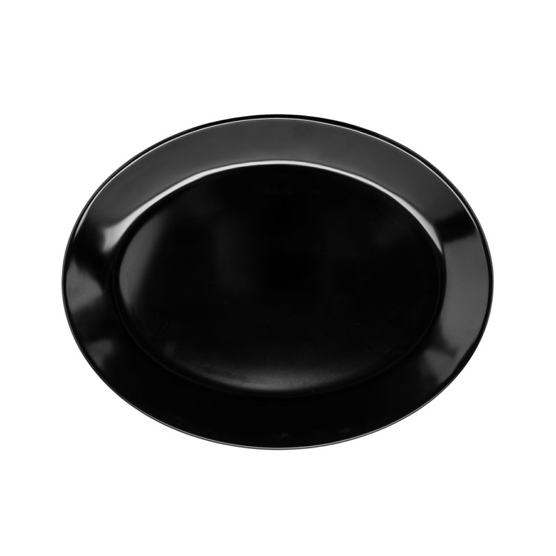 Plateau de service ovale en mélamine GET, H 0,91 po x L 14 po x l 10,75 po, Noir