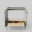 Meuble-lavabo simple festonné 30 po - Satin olive - Sans comptoir - Boutons noirs-123430891-123430894