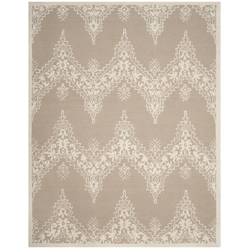 Nioka Hand Tufted Wool And Viscose Geometric Rug, Rectangle 8' x 10'