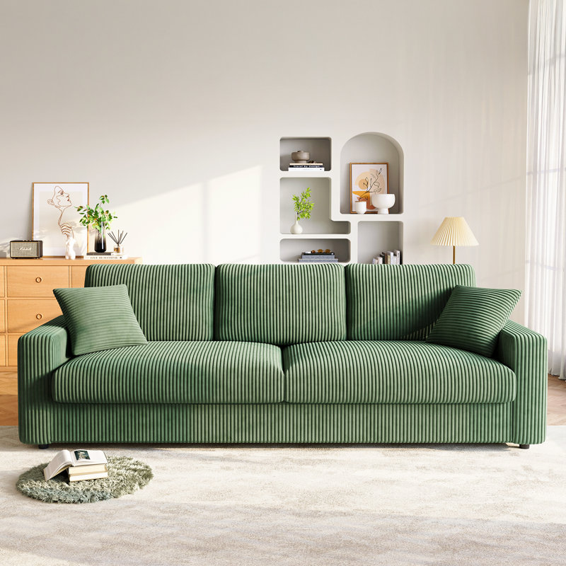 4 Seater Corduroy Sofa, Green