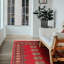 Tapis rouge en laine noué à la main de conception unique 2 pi 8 po x 4 pi 2 po
