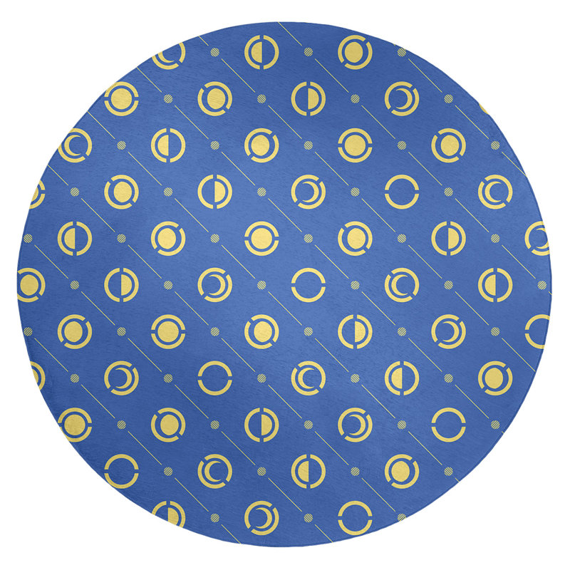 Chenille Geometric Indoor Rug, Round 5'