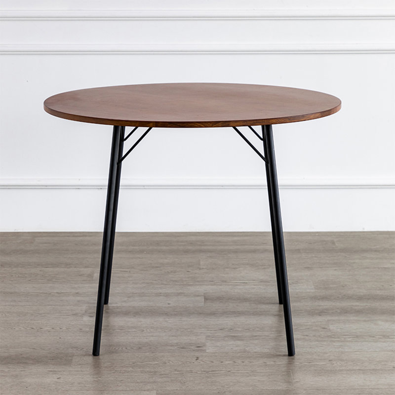 Walnut&Black Round Solid Wood Dining table, 29.53"H x 45.28"L x 45.28"W