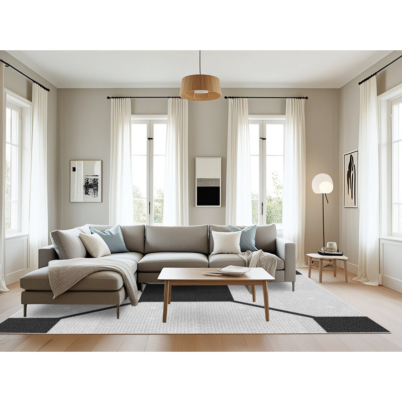 Tapis décoratif noir, Rectangle 8 pi x 12 pi