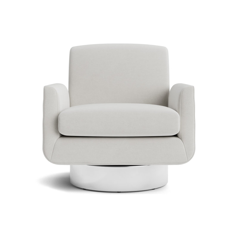 Supernova Full Swivel Chair, Performance Velvet - Silver, Polished Stainless Steel