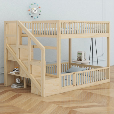 Structure de lit superposé robuste avec escalier de rangement fonctionnel