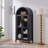 Modern Glass Wood Storage Cabinet - High Arched With Lamp, Retro-Style Wooden With Adjustable Partitions-772186598