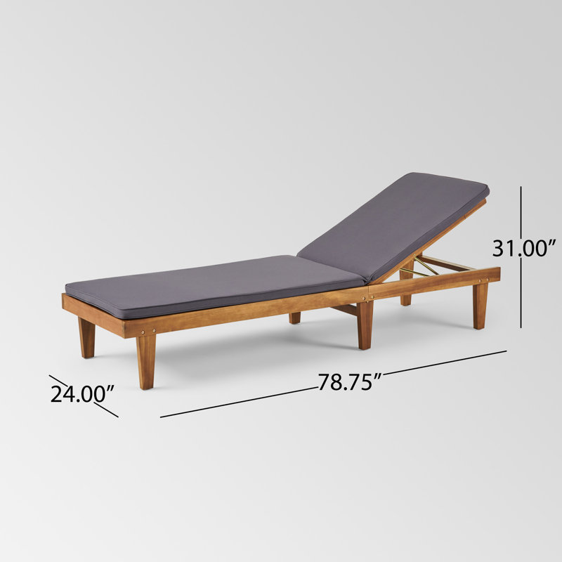 Chaise longue avec coussins Muir Sun, Structure teck / coussin gris foncé