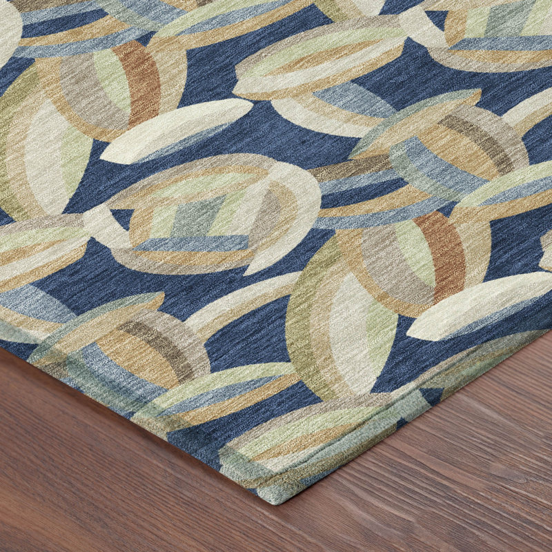 Machine Washable Indoor/Outdoor Chantille ACN2454 Casual Rug, 8' x 10', Navy