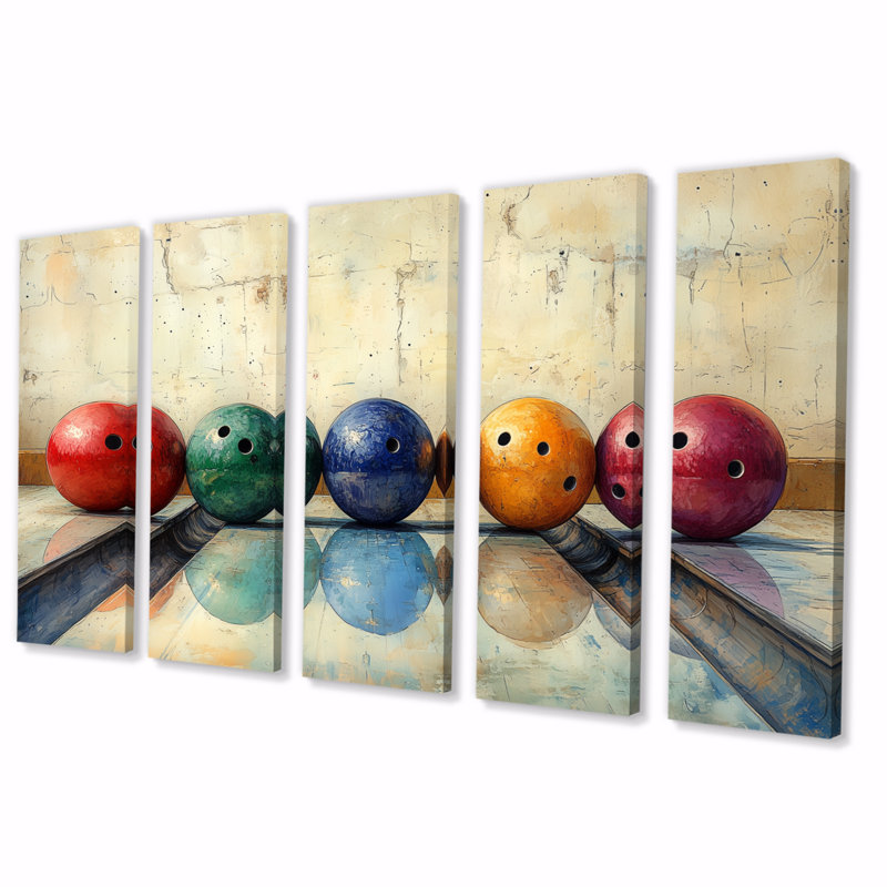 «Bowling Ball Beauty I» - ensemble d'art mural en toile, H 28 po x l 60 po