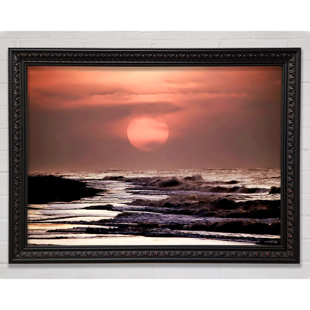 Gerahmtes Poster Pink Sunset Ocean