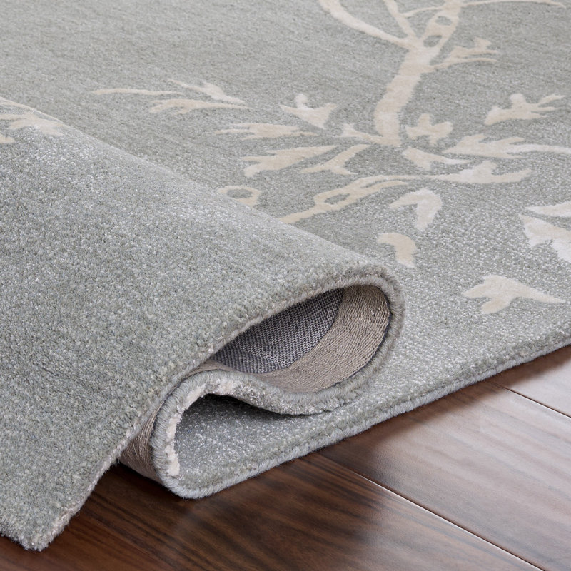 Tapis floral en laine / viscose touffeté à la main Hodgson, Rectangle 6 pi x 9 pi