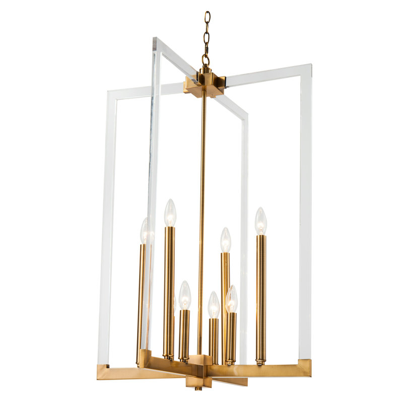 Lustre géométrique unique à 7 lumières Olivian, Laiton
