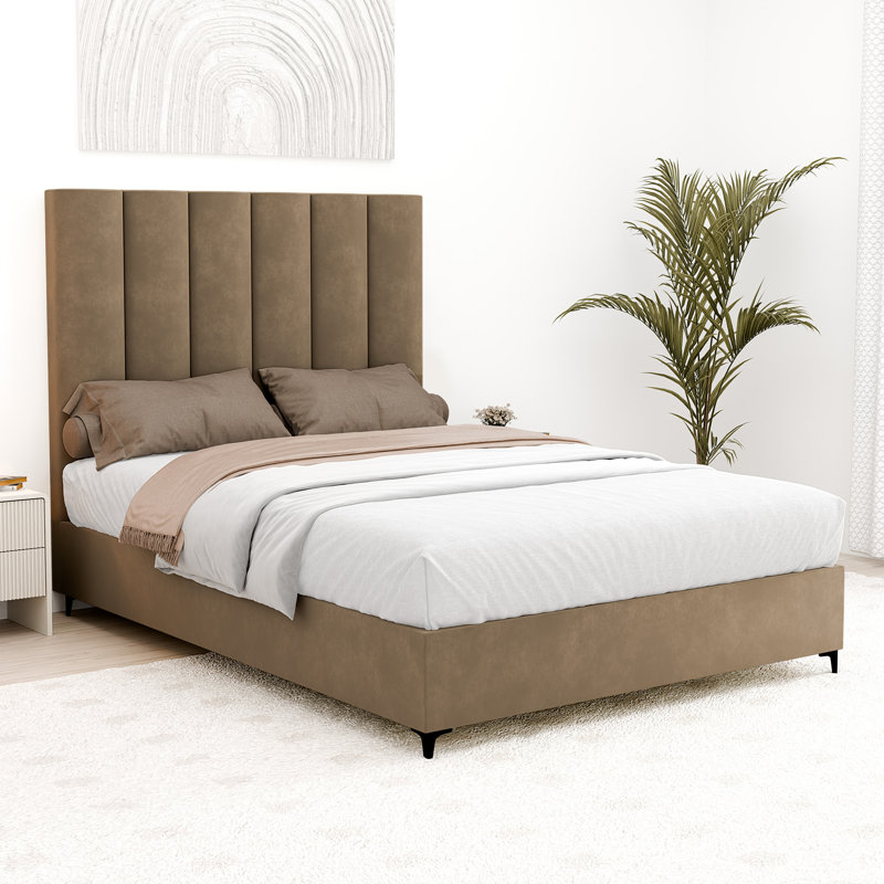 Lit plateforme tapissier Alisiana, Double court, Bourgogne