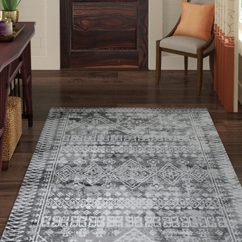 Tapis géométrique gris Caskey, Rectangle 4 pi x 6 pi