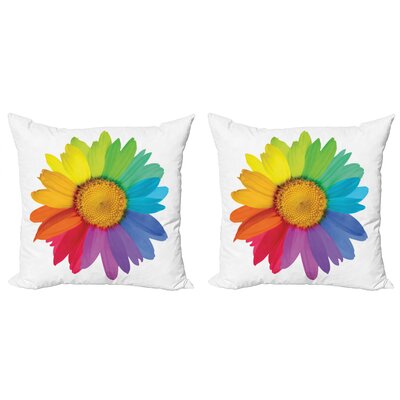 Ambesonne Flower Throw Pillow Cushion Cover Pack Of 2, Rainbow Colored Sunflower Or Daisy Spring Inspired Image Hippie Style Modern Design, Zippered D -  East Urban Home, DCD19F0FD79948DBAD5CB92894F81B68