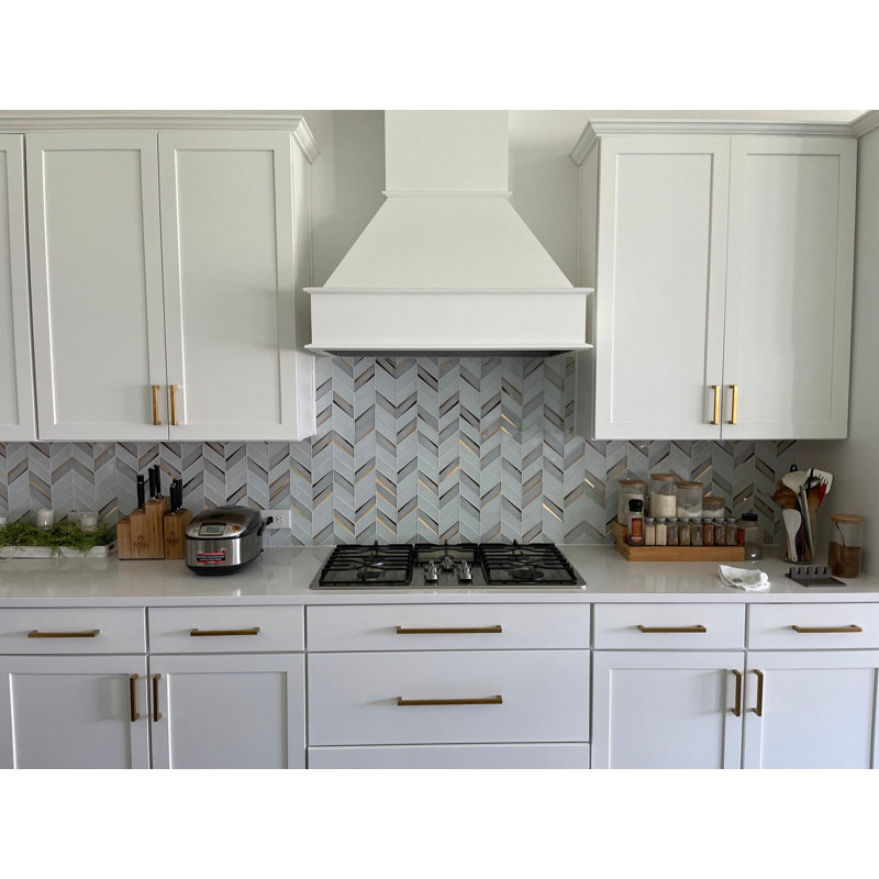 Kasol 11x13 Chevron Polished Mirrorerd Glass Mosaic Tile, Roma Mirror