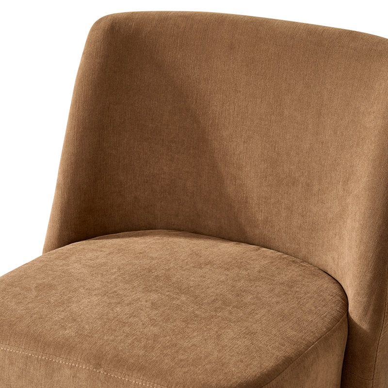 Chaise de salle à manger rembourrée avec roulettes H 32,75 po Leonas , Chameau