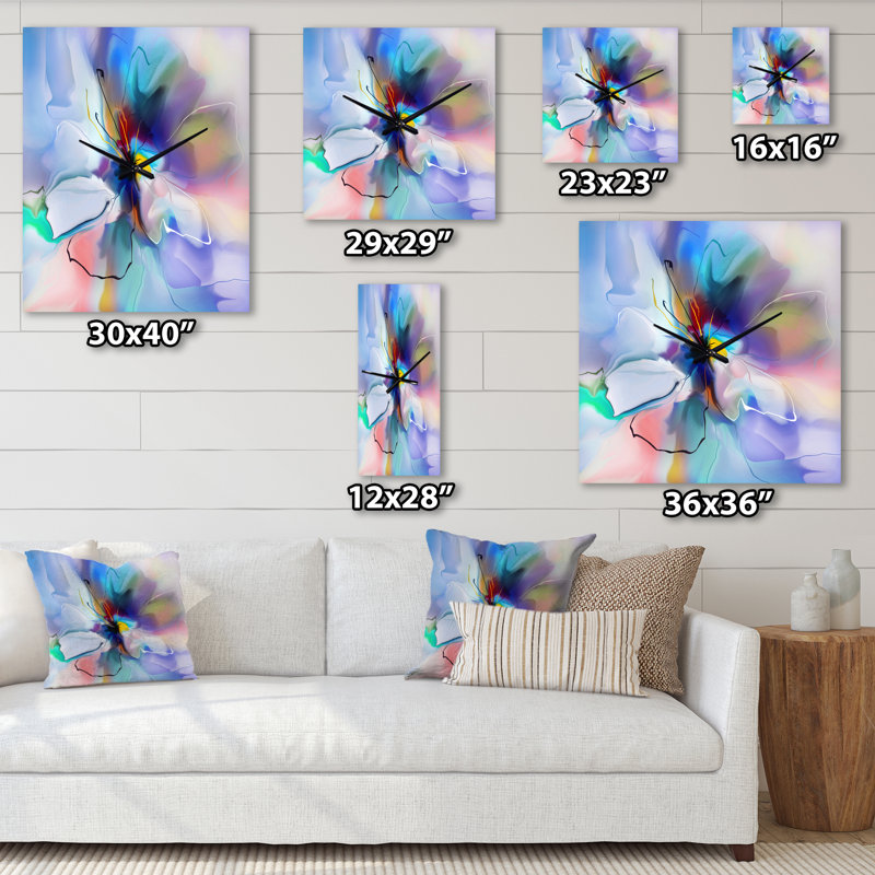 Horloge murale abstraite fleur bleue créative, Grand