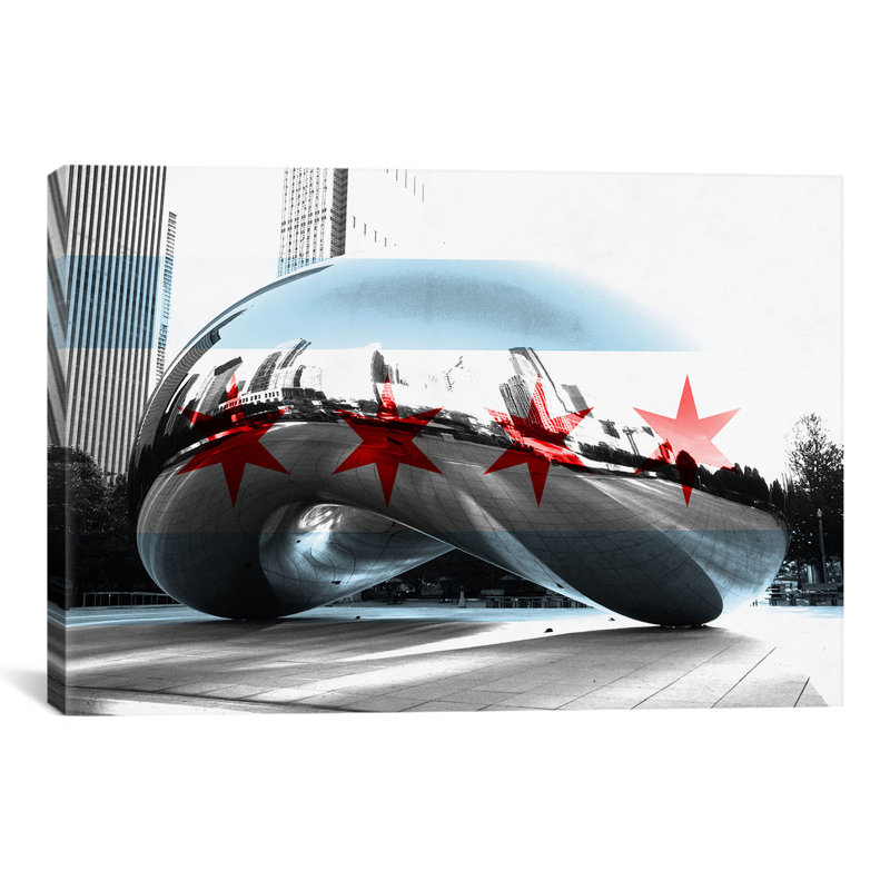 «Chicago Gate, The Cloud Gate (the Bean)», impression sur toile, Toile tendue, Pas de tapis, H 18 po x l 26 po x P 1,5 po