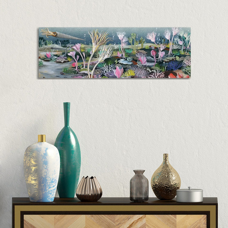 «Silurian Seascape», reproduction d'art sur toile tendue, 36 po x 12 po, Gallery Wrapped Canvas, No Frame
