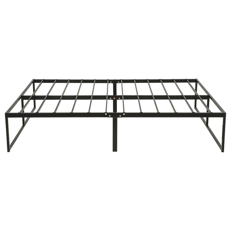 Cadre de lit plateforme Gates en métal robuste, sans sommier, noir, Lit double