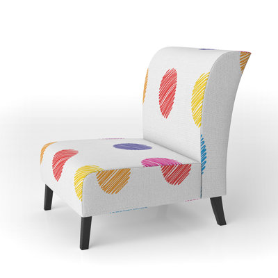 Multicolor Circle Dots - Upholstered Patterned Accent Slipper Chair