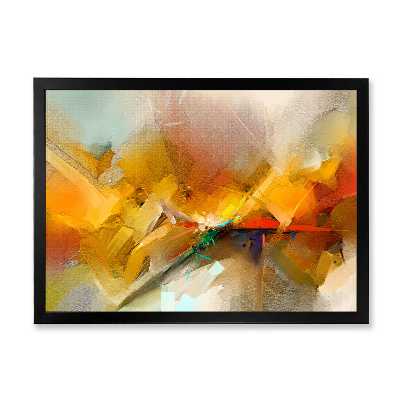 «Yellow and Orange Storm Impression II», reproduction sur toile flottante, Cadre noir, H 8 po x l 12 po x P 1 po