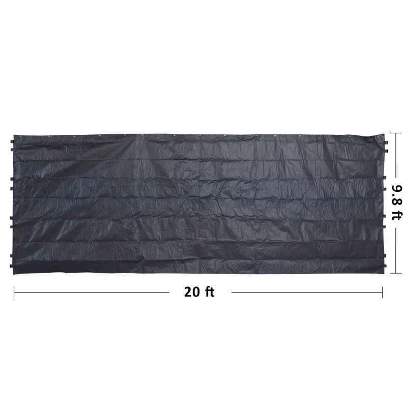 Dark Gray UV Protection Carport Sidewall Tarp for 12x20 Frame