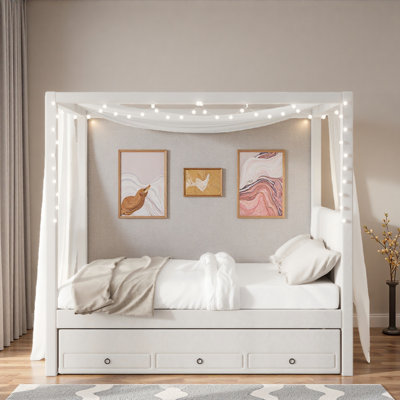 Ernie Upholstered Canopy Storage Bed
