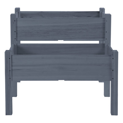 34"X34"X28" 2 Elevated Planter Box, Wood Construction For Backyard, Patio, Grow Veggies, Herbs, Flowers, Gray By Raised Backyard Cultivate Veggies Herbs