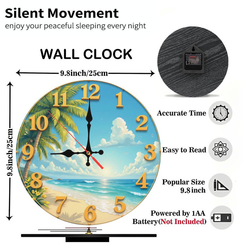 Horloge murale plage tropicale