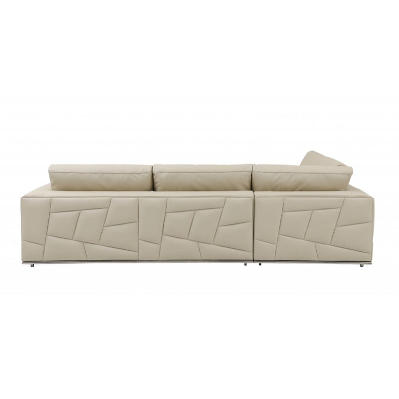 Canapé modulaire en L deux pièces inclinable en cuir italien, Cuir véritable beige, Accoudoir à gauche (vu de face)