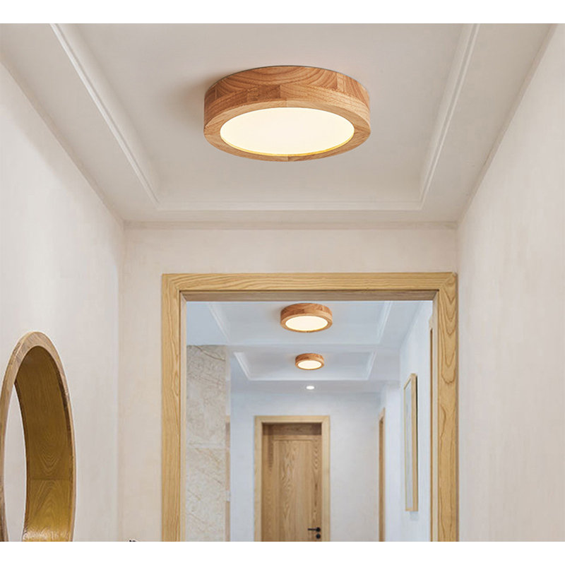Wood LED Flush Mount Ceiling Light 3000K, 3000K, Metal
