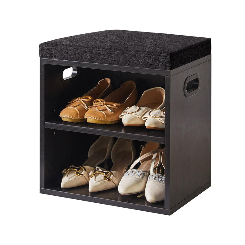 4 Pair Shoe Storage Bench, Black
