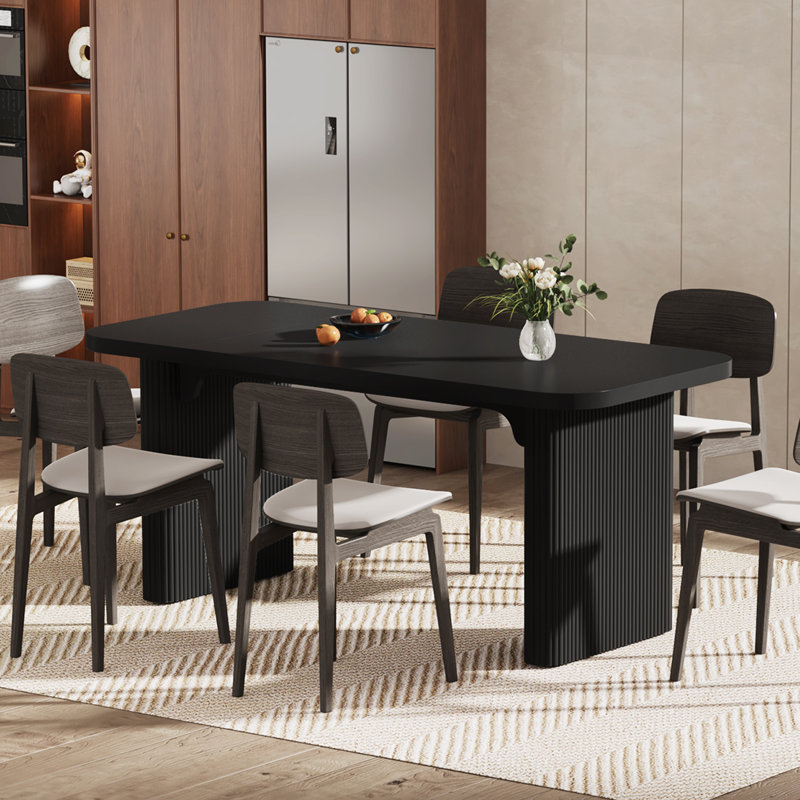 Johen 62.99'' L x 31.5'' W Rectangular Dining Table with Engineered Wood Tabletop, Black