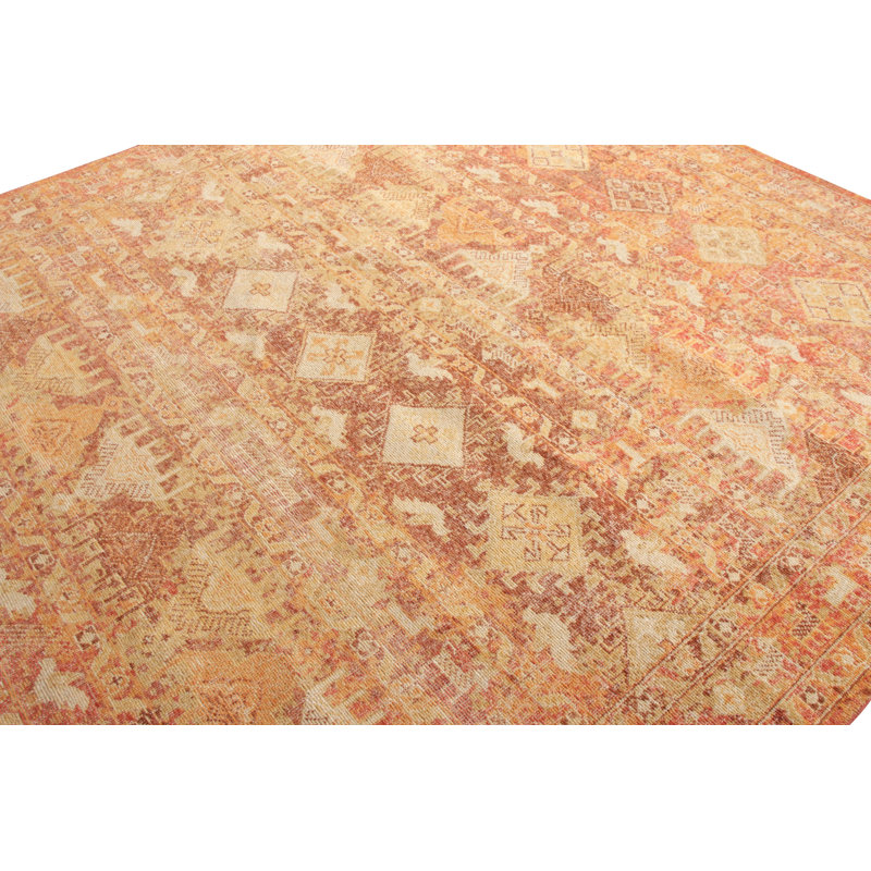 Distressed Homage Hand Knotted Wool Geometric Area Rug, Rectangle 8' x 10'
