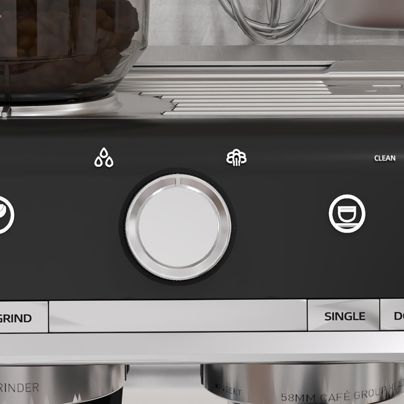 Espresso Machine, With Grinder, 2.8 L Water Tank, Silver