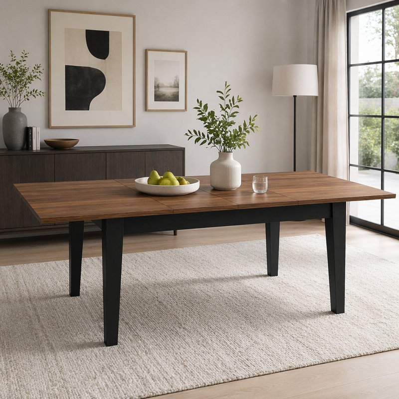 Grande table de cuisine extensible 106,3 pouces, Walnut/black